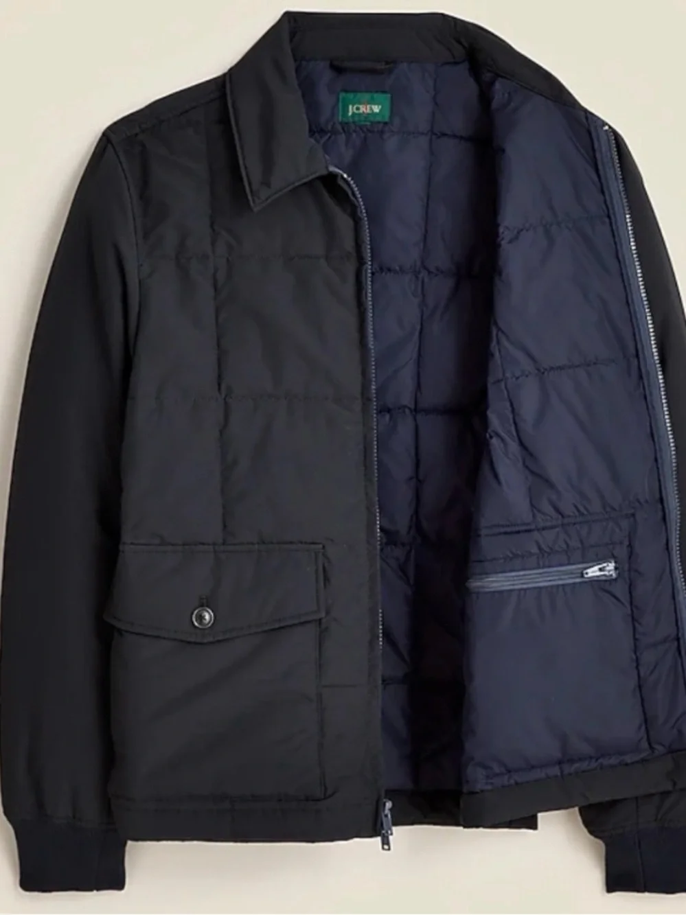 J. Crew Black Quilted Zip-Front Puffer Jacket